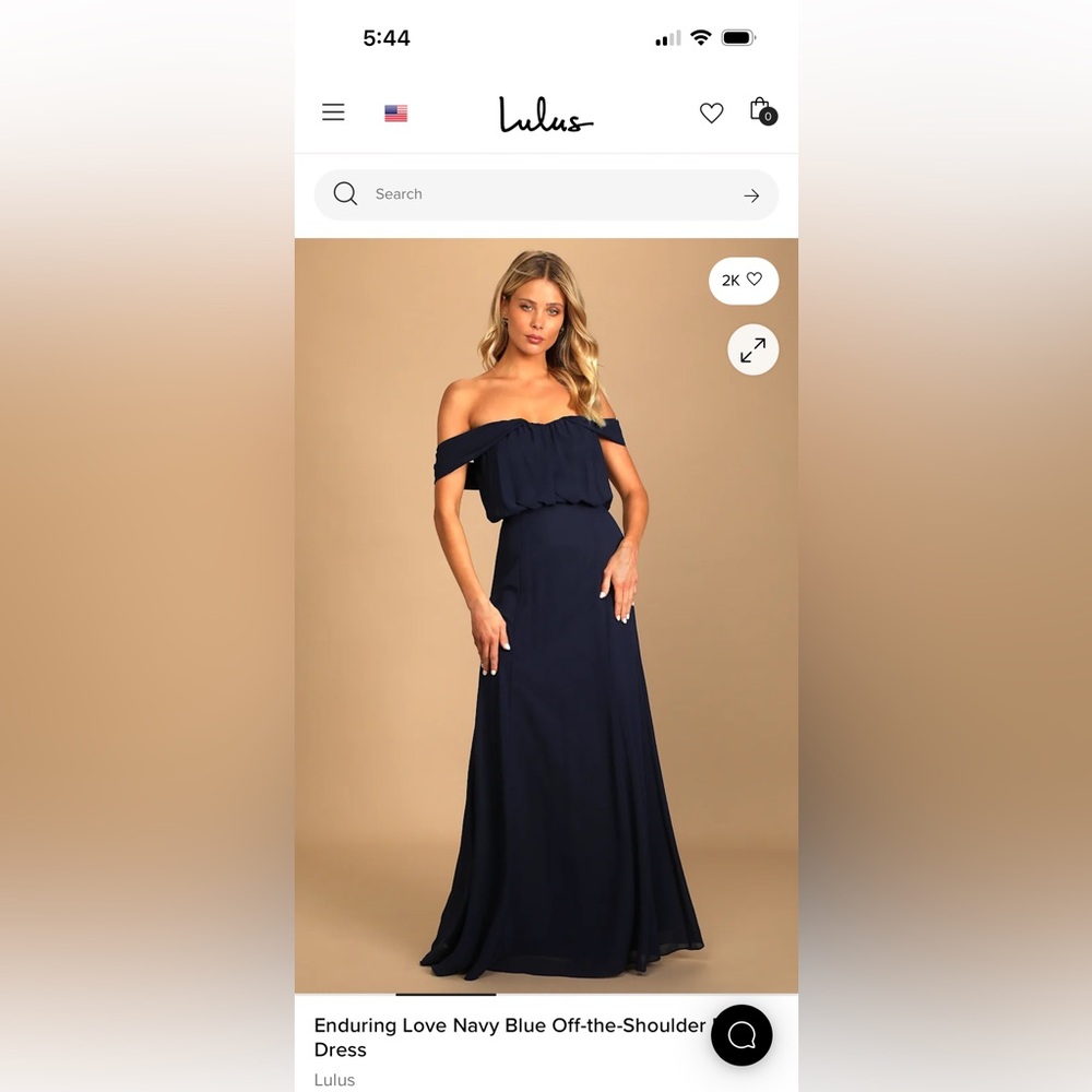 Off-Shoulder Navy Maxi Dress
